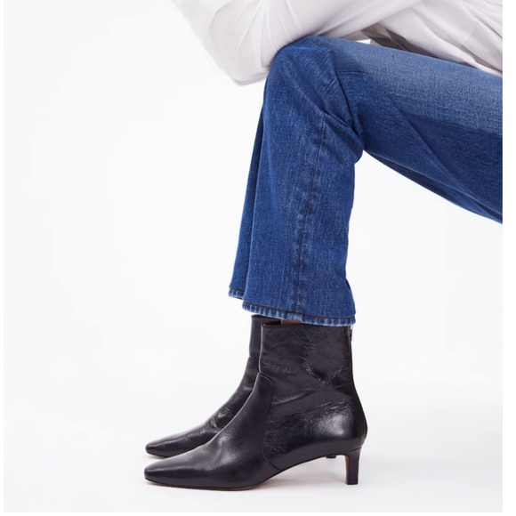 Madewell The Dimes Kitten-Heel Boot in Crinkle Leather Size 8 - Picture 3 of 14